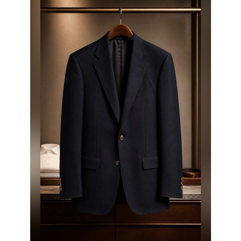 VINTAGE BARRINGTON BLACK WORSTED WOOL BLAZER 46L